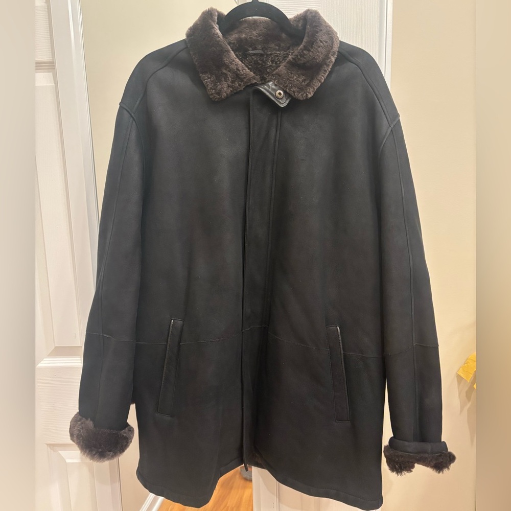 Men's Black Shearling Coat